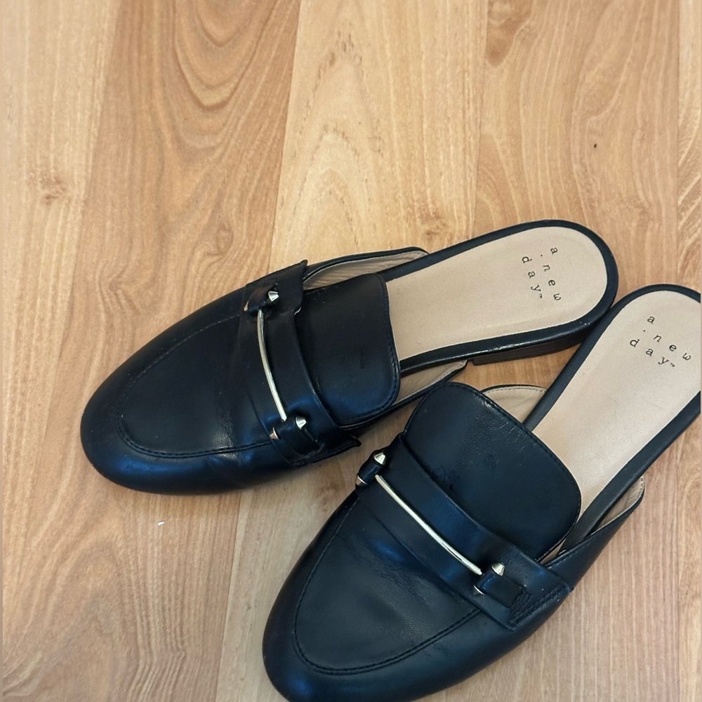 A new day black mule slip on shoes